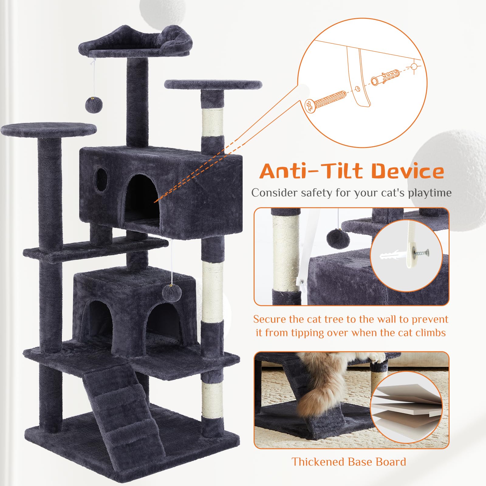 Sweetcrispy cat tree sisal posts close-up emphasizing durable scratching surfaces.