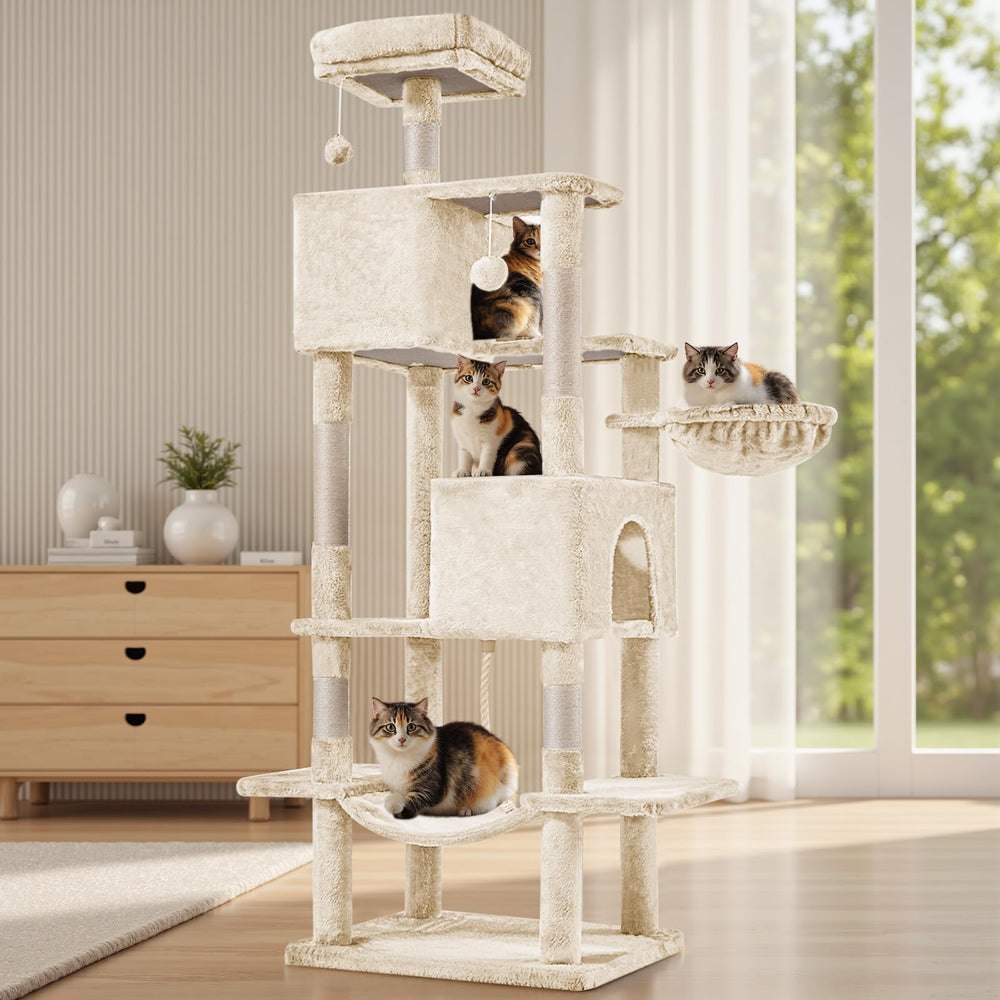 Sweetcrispy 66-inch cat tree base stability for confident climbers