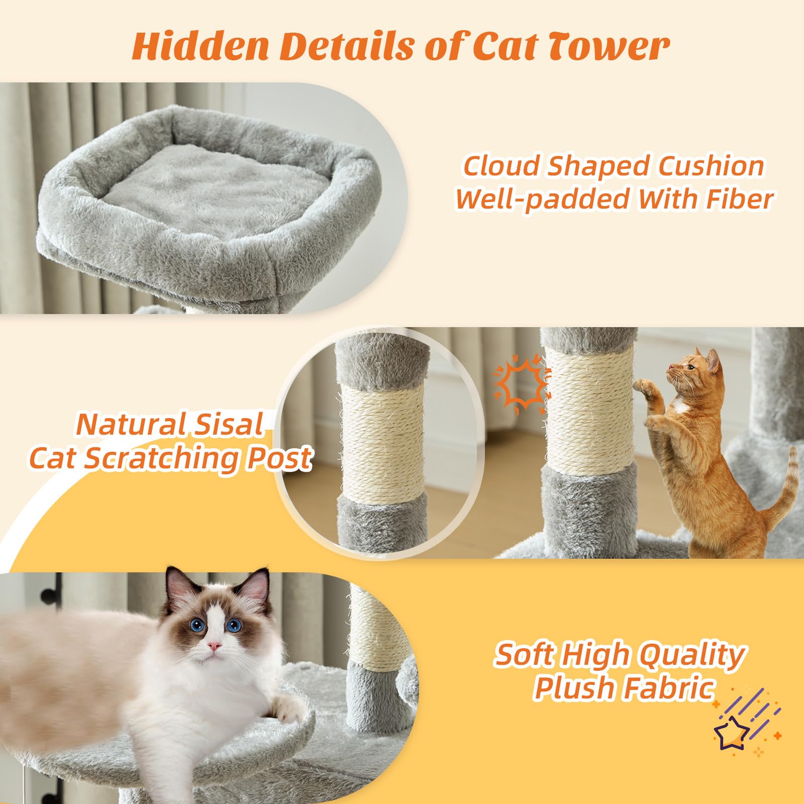 Sweetcrispy anti-tip base with wall strap adds sturdy cat furniture support