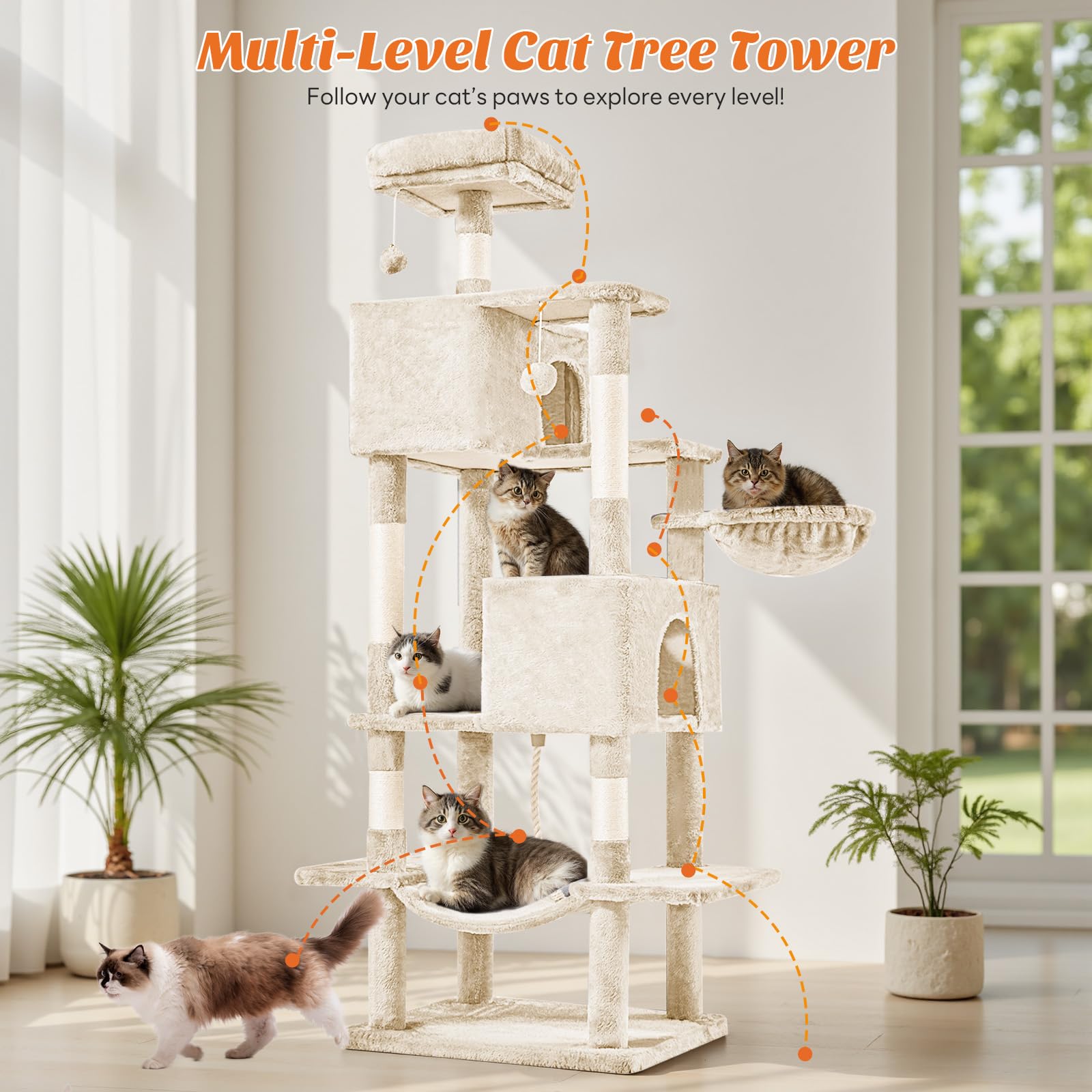 Sweetcrispy cat tree condos offer cozy hiding spots for cats