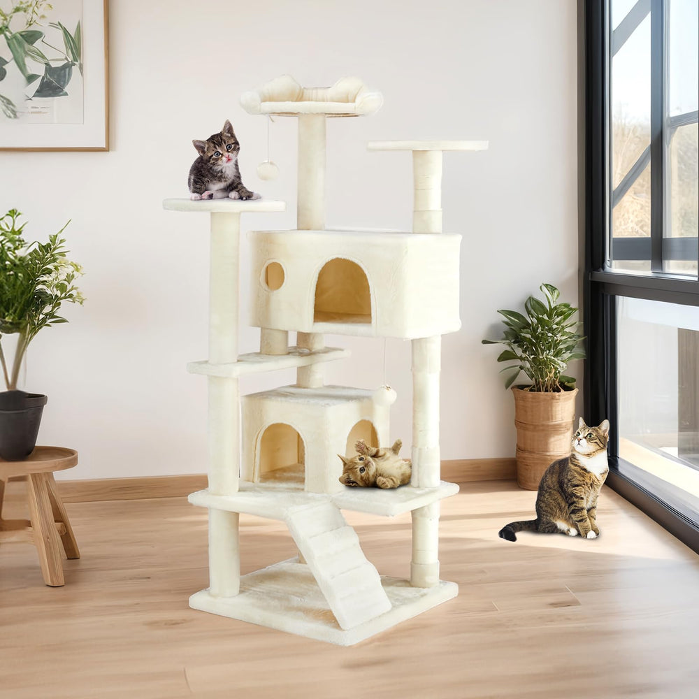 Sweetcrispy 54inch cat tree arrives with simple assembly guidance and video.
