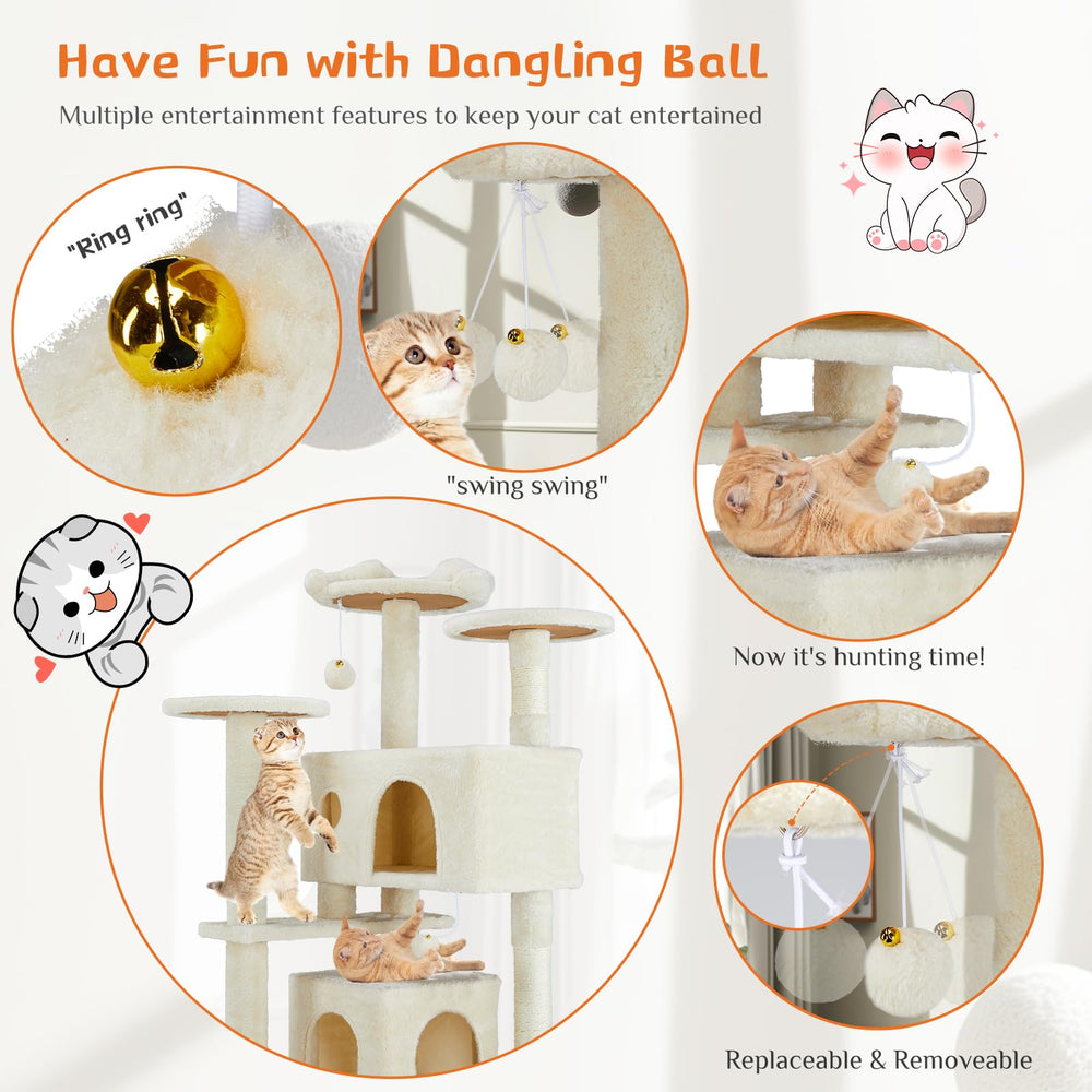 Sweetcrispy cat tree with sisal posts offers durable scratching posts for indoor cats.