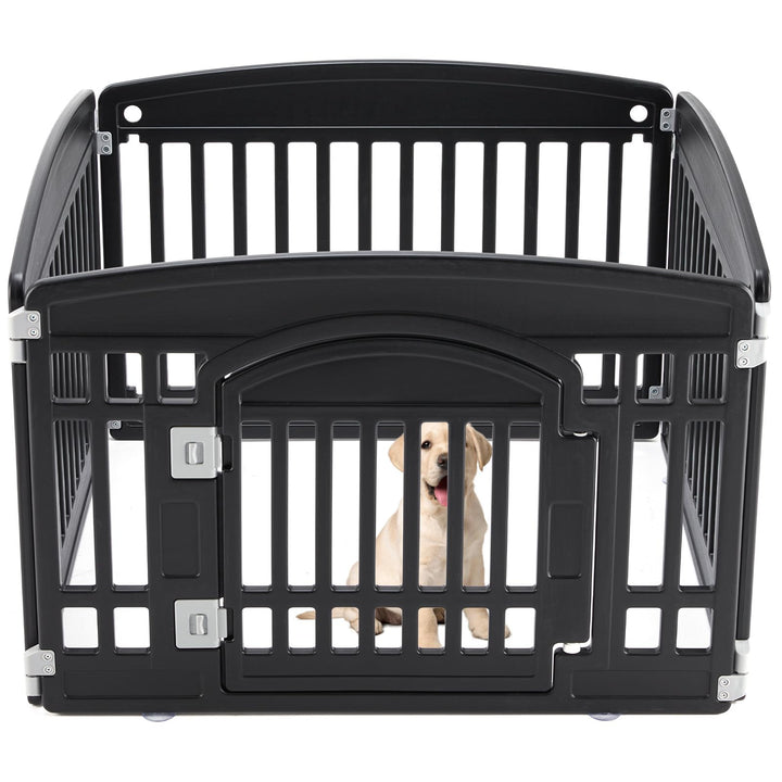 Sweetcrispy dog playpen 4-panel assembly demonstrates sturdy joints for quick setup.