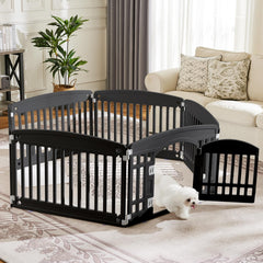 Sweetcrispy dog playpen compact 2cm-thick panels save space for storage.