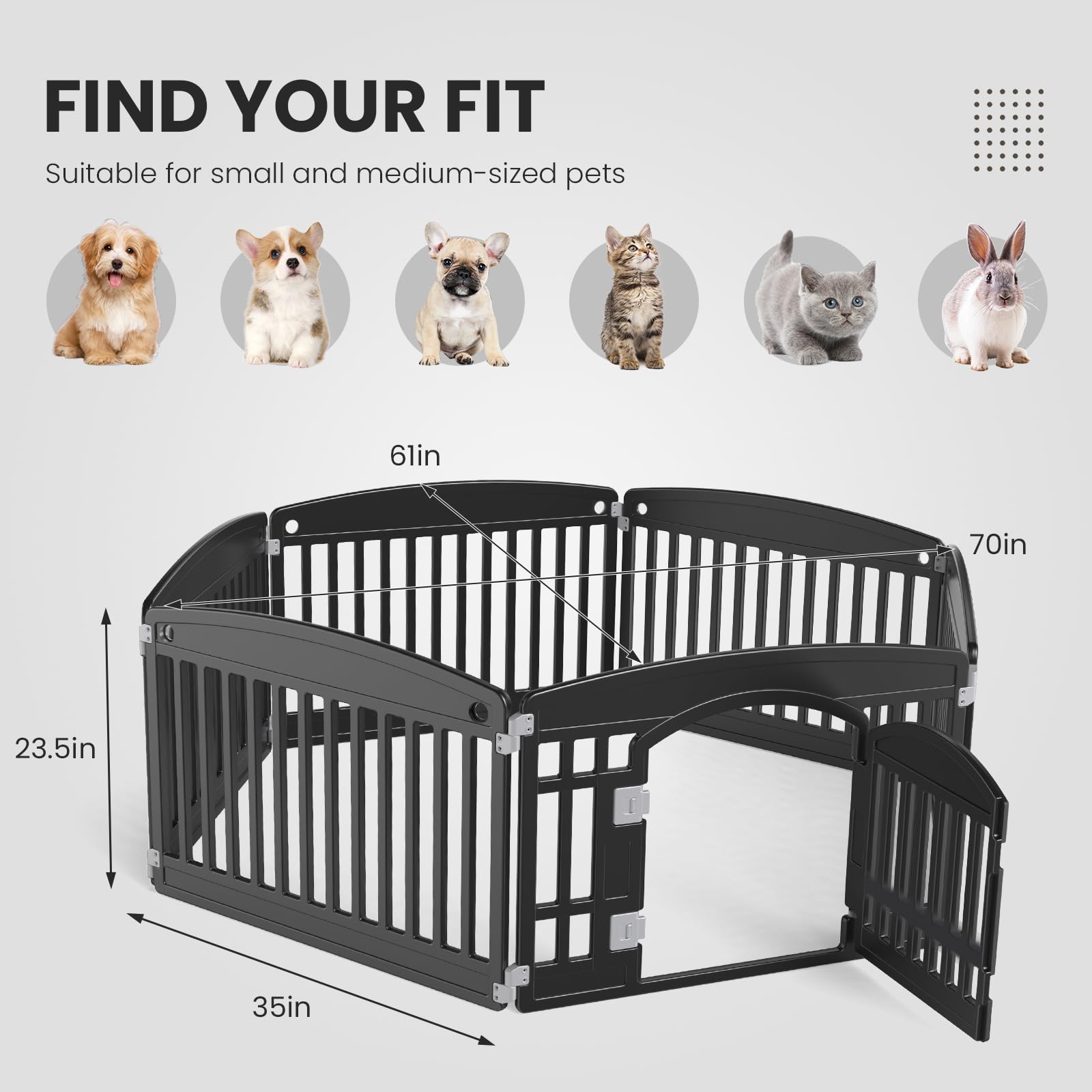 Sweetcrispy dog playpen sliding lock enhances safe entry and exit.