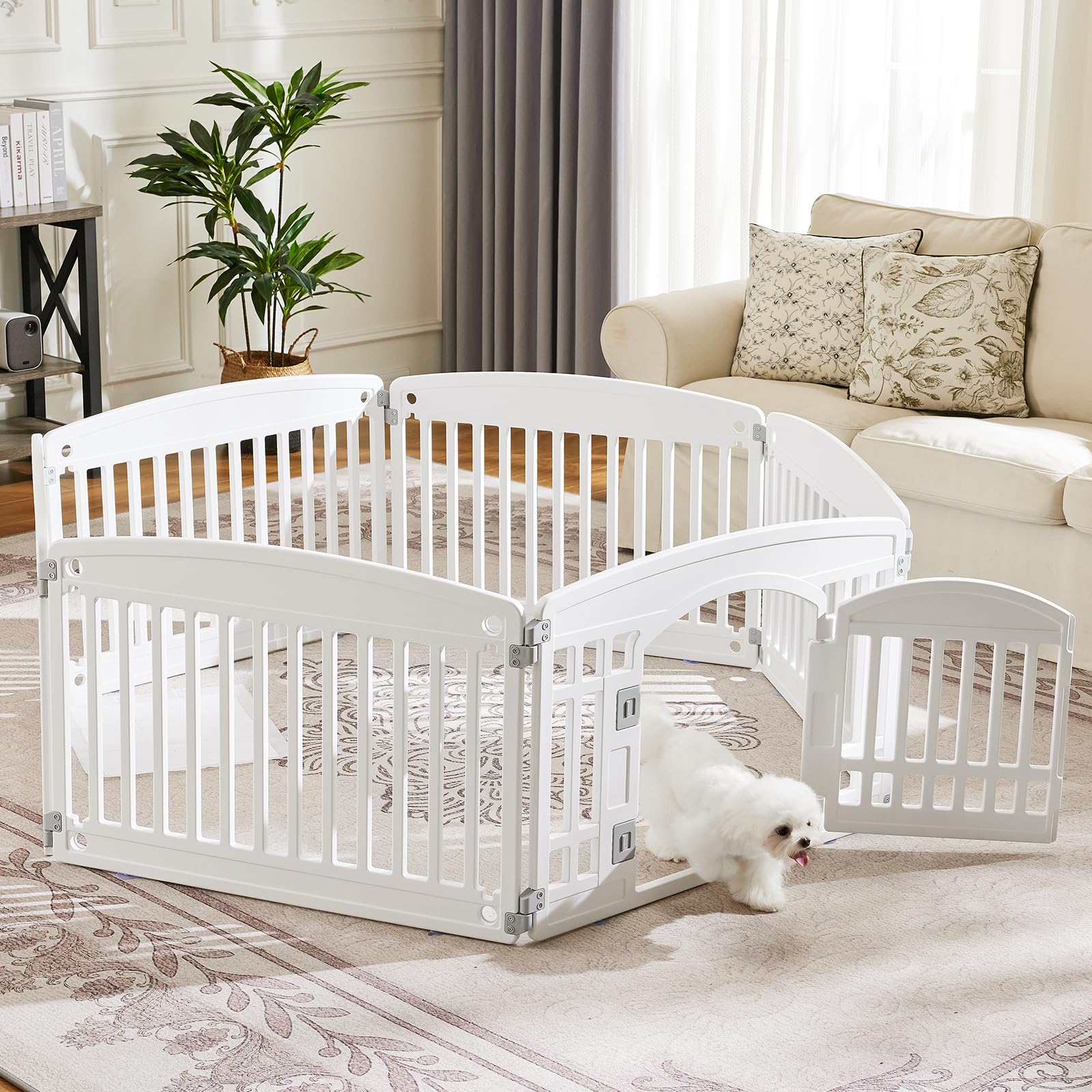 Sweetcrispy playpen door-lock system keeps pets secure during outdoor use