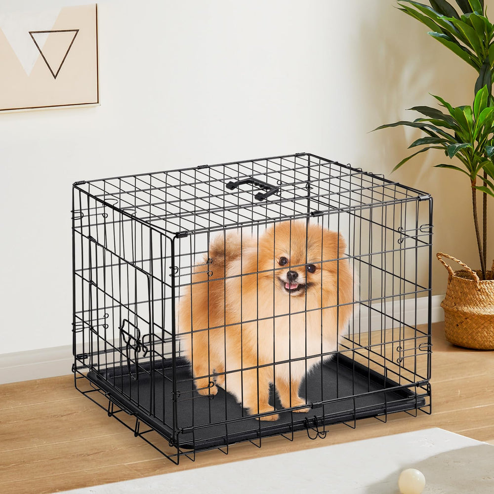 Sweetcrispy secure-left-door latch keeps small to medium dogs safely contained.