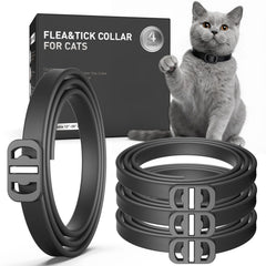 SweetEcho flea and tick collar for cats in black, 4-pack display.