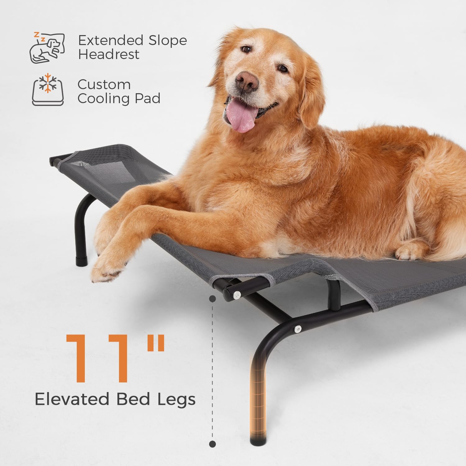 Sweetnight elevated dog bed outdoor use shows cooling air flow outdoors.