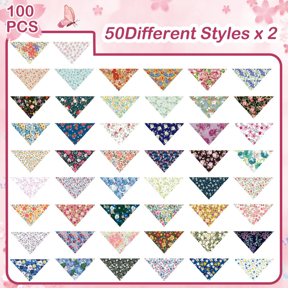 Sweetude floral bandanas folded for easy storage and quick style changes.