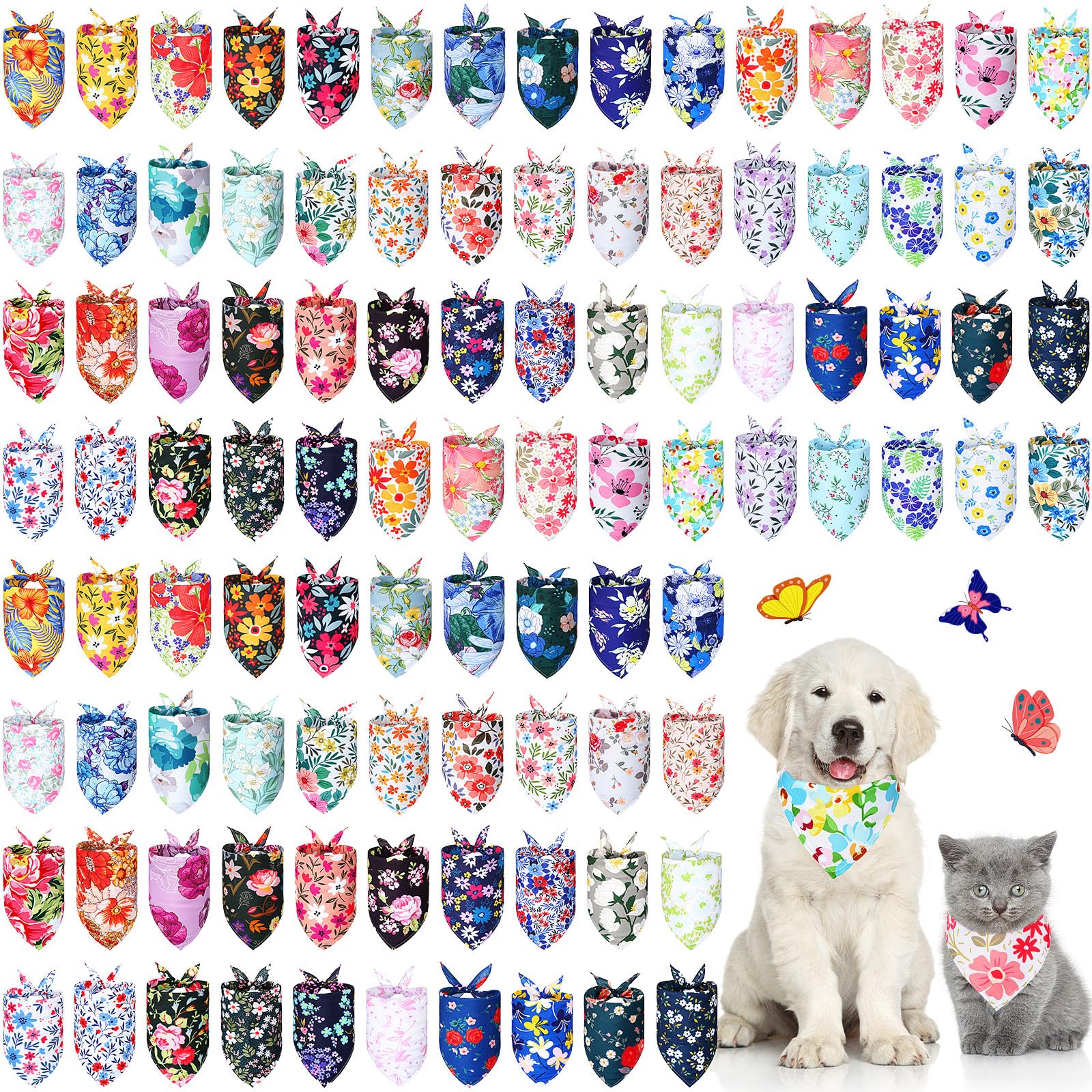 Sweetude floral dog bandanas bulk collection, front view for versatile styling.