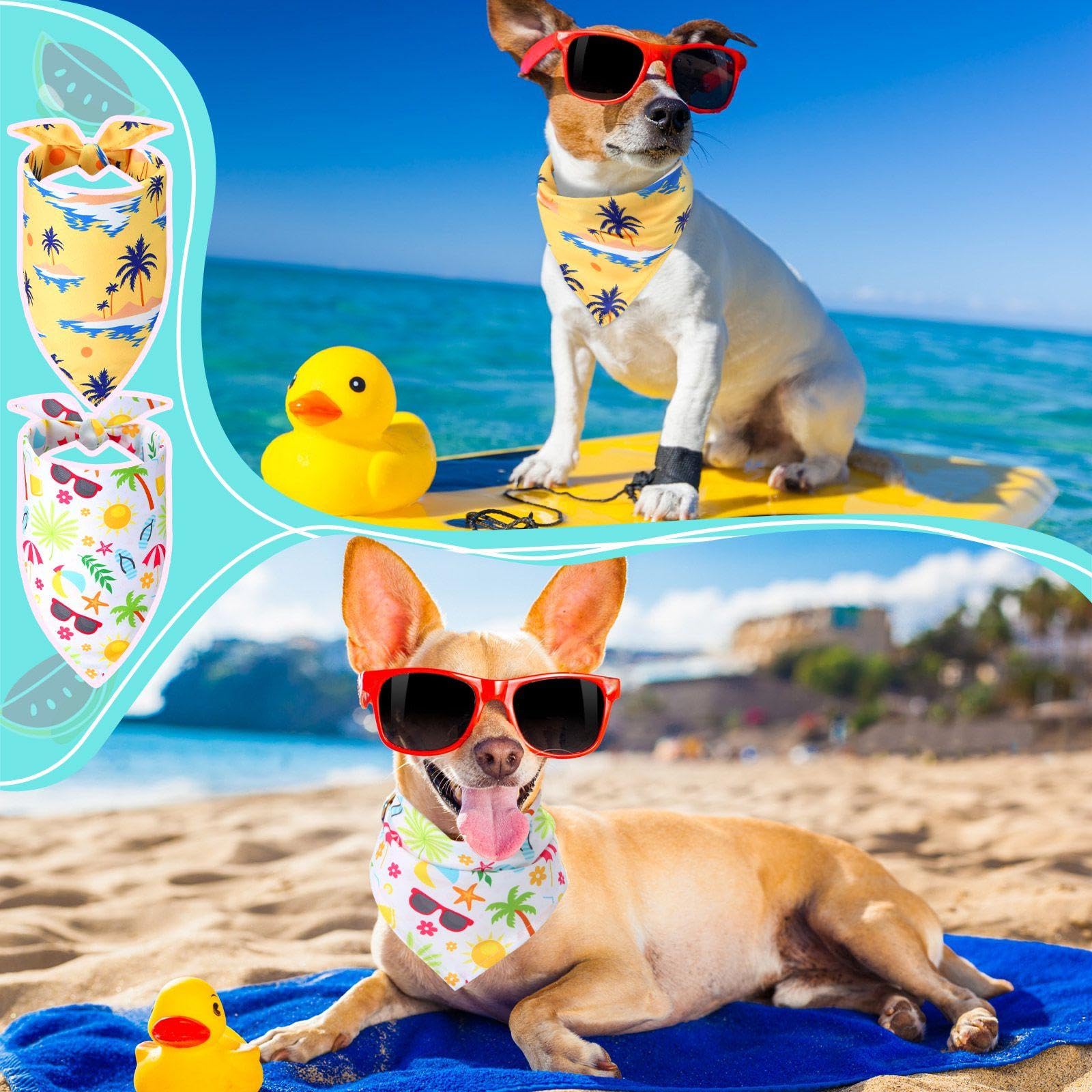 Sweetude Hawaiian dog bandana set adds lightweight comfort for pets.
