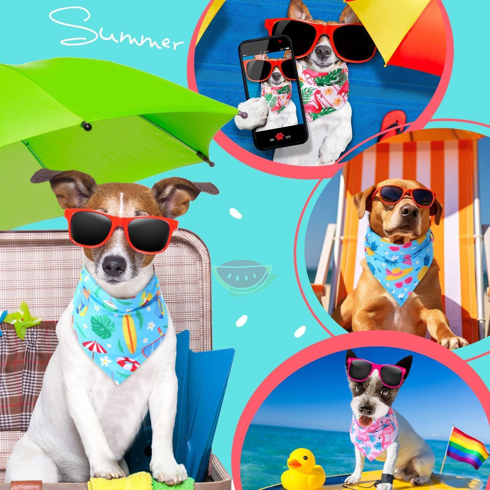 Sweetude Hawaiian dog bandana with flamingo print for festive pet moments.