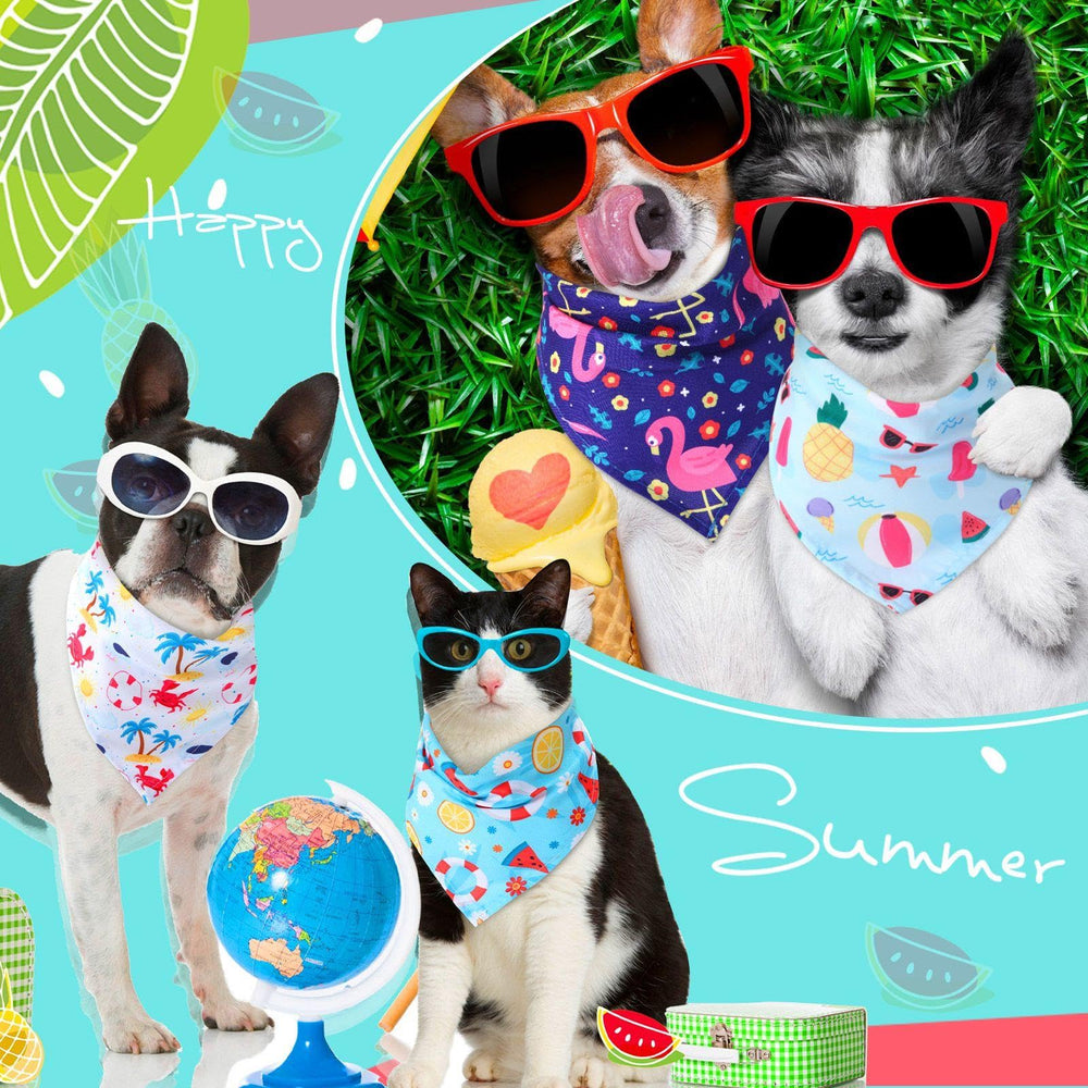 Sweetude Hawaiian dog bandana with palm leaves design for chic seaside vibe.