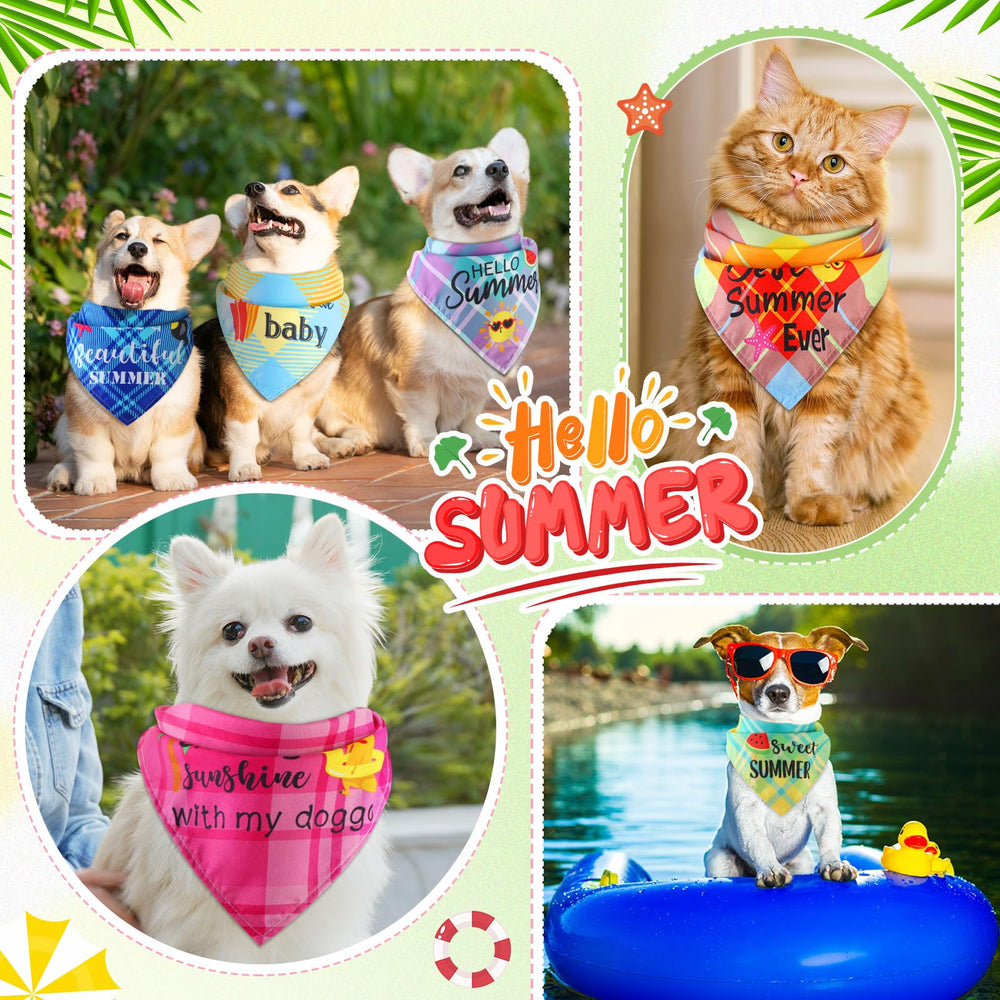 Sweetude plaid dog scarf set displays bright, festival-ready colors.