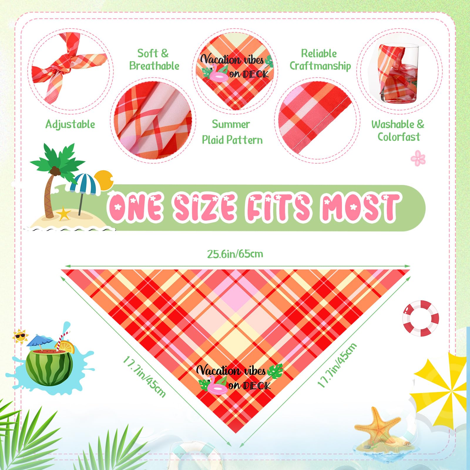 Sweetude summer bandana triangle features sun and leaf motifs.