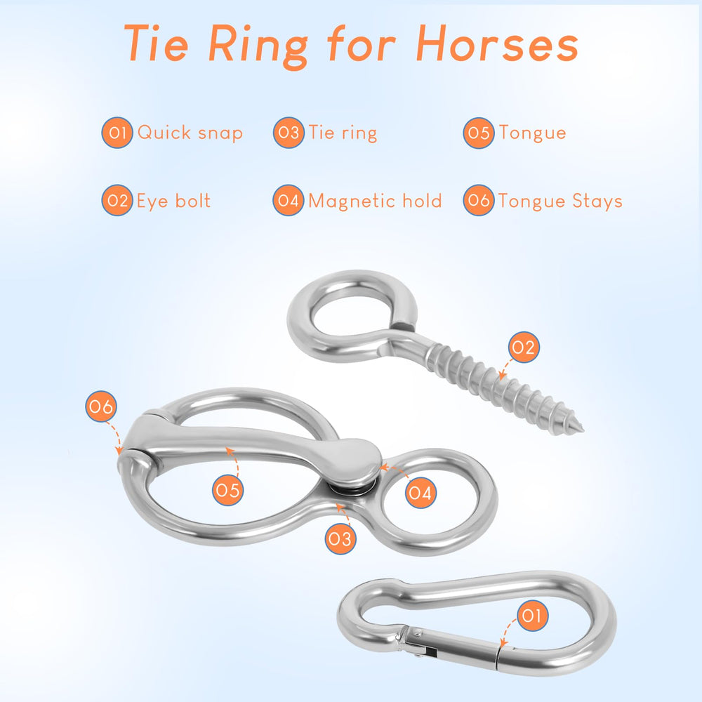 Swess horse-trailer attachment enables quick, secure tie options.