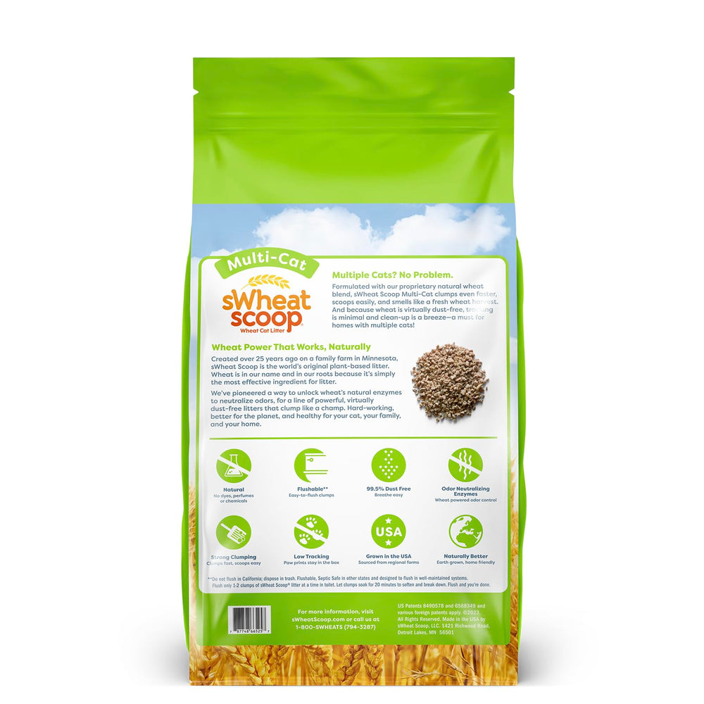 sWheat Scoop clumping close-up highlights firmer, easier scooping with less mess.