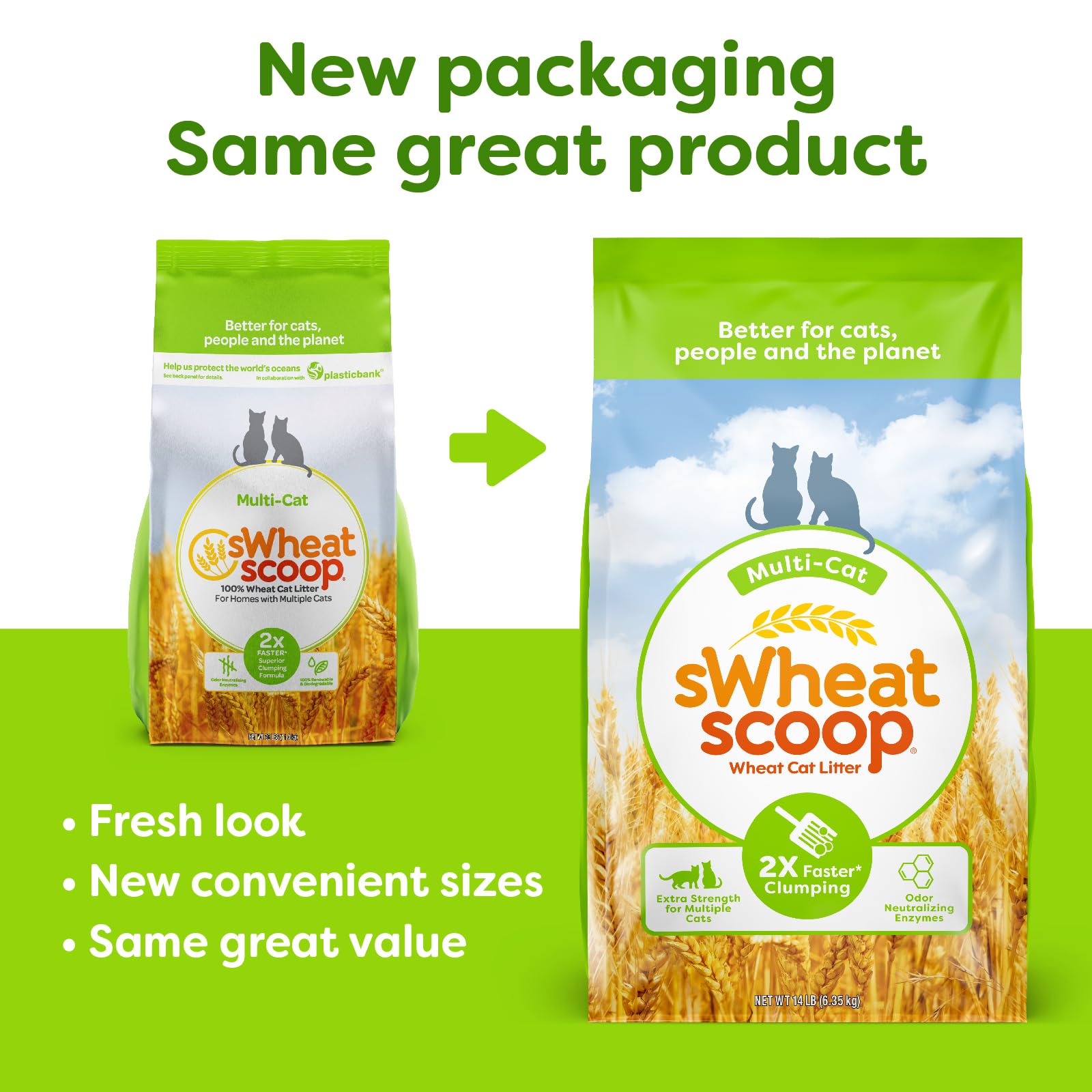 sWheat Scoop natural odor enzymes at work help capture smells early.