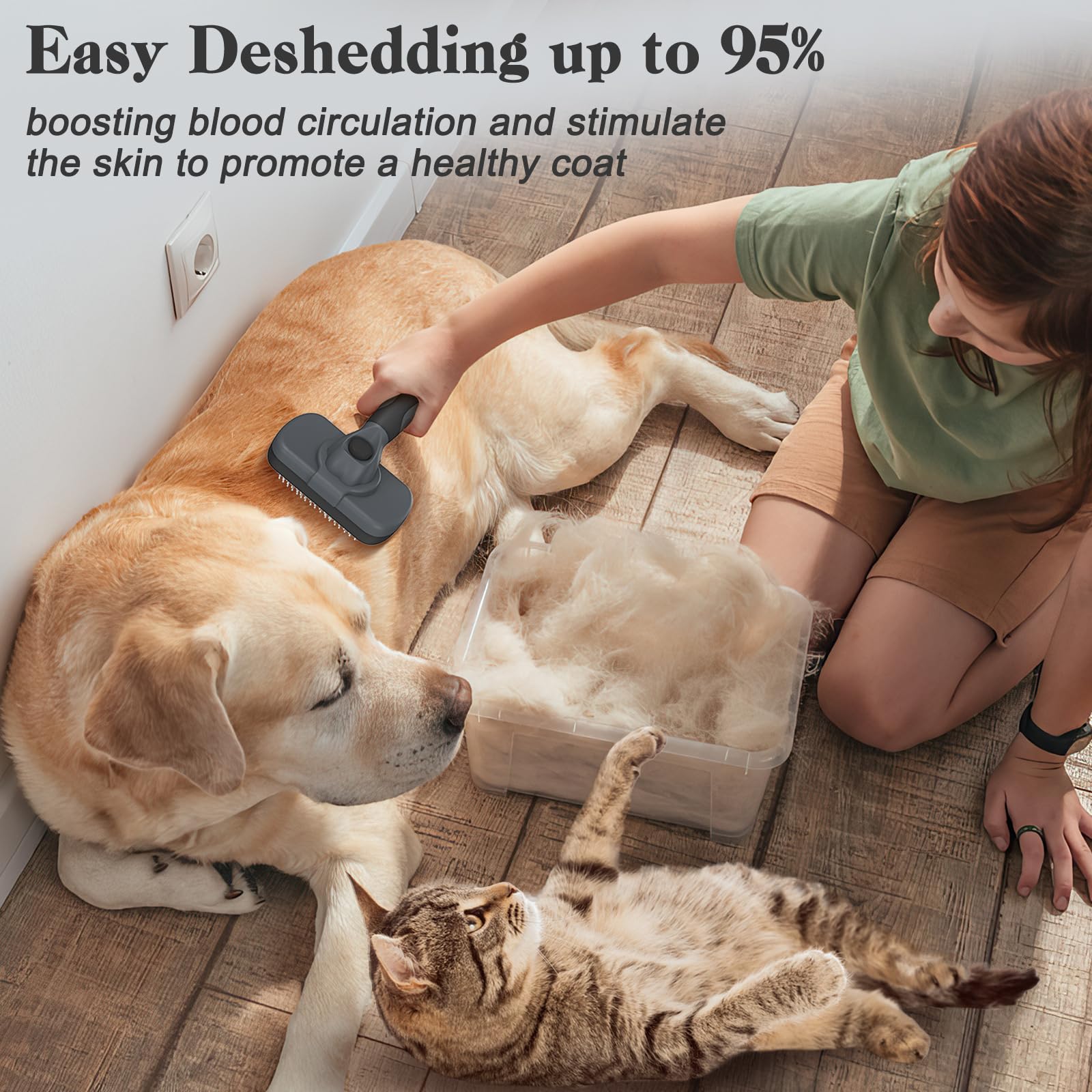 Swihauk durable stainless steel bristles ensure long-lasting deshedding performance
