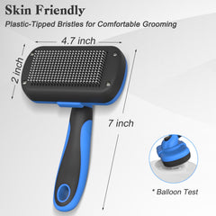 Swihauk stainless steel bristles demonstrate durable grooming tool.