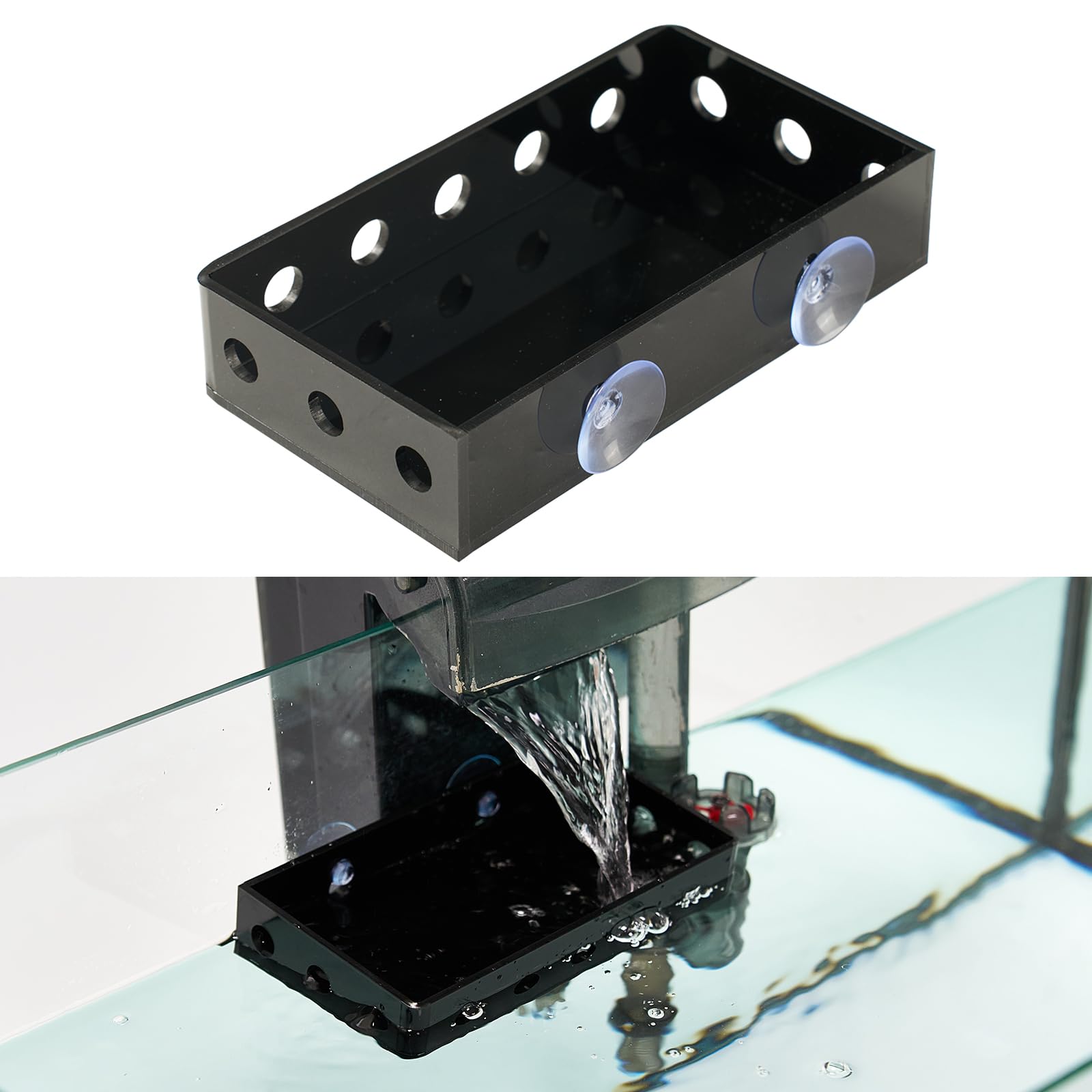 Swirge aquarium filter baffle with suction cup smooths water flow for calm fish tanks.
