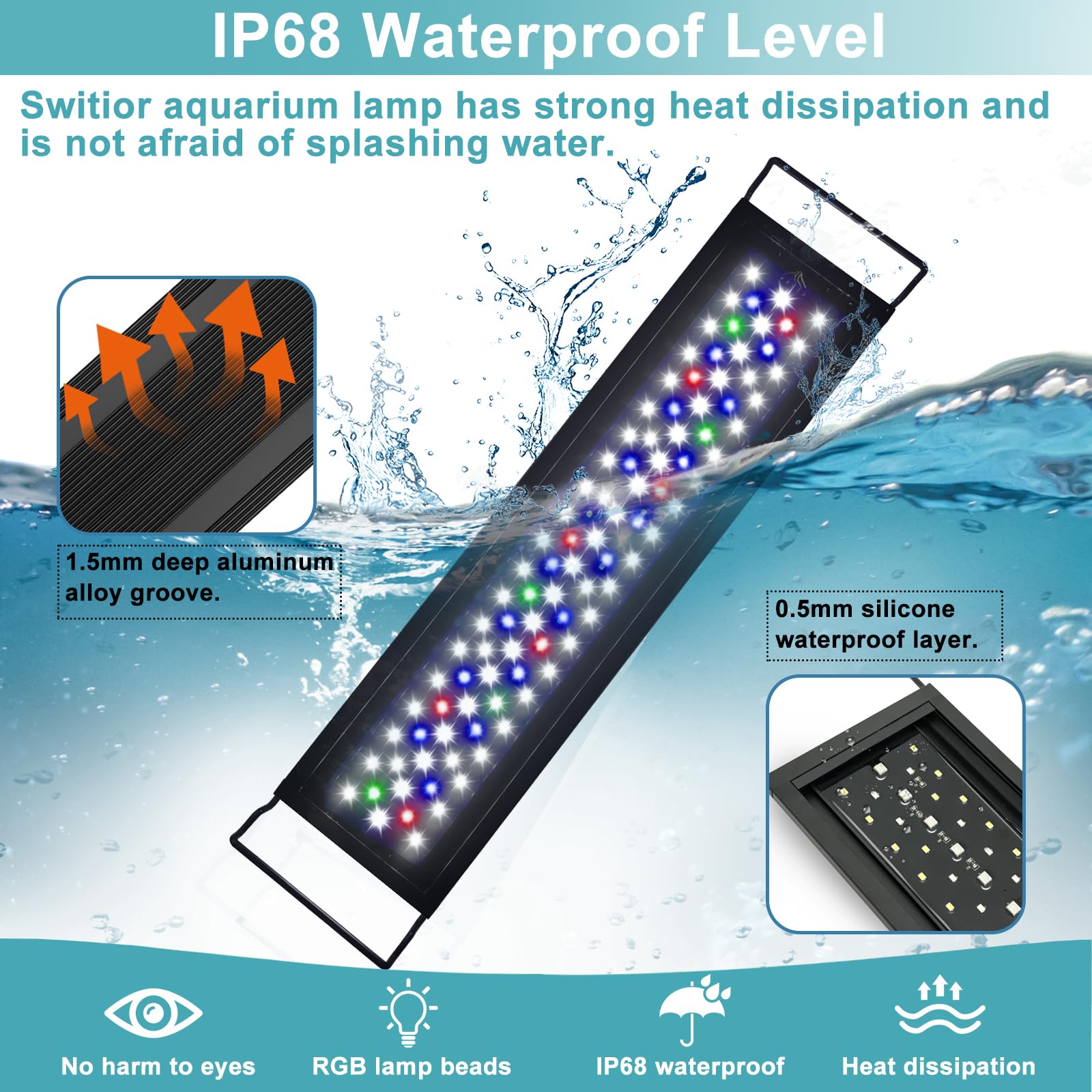 Switior seven color options for customizable aquarium lighting
