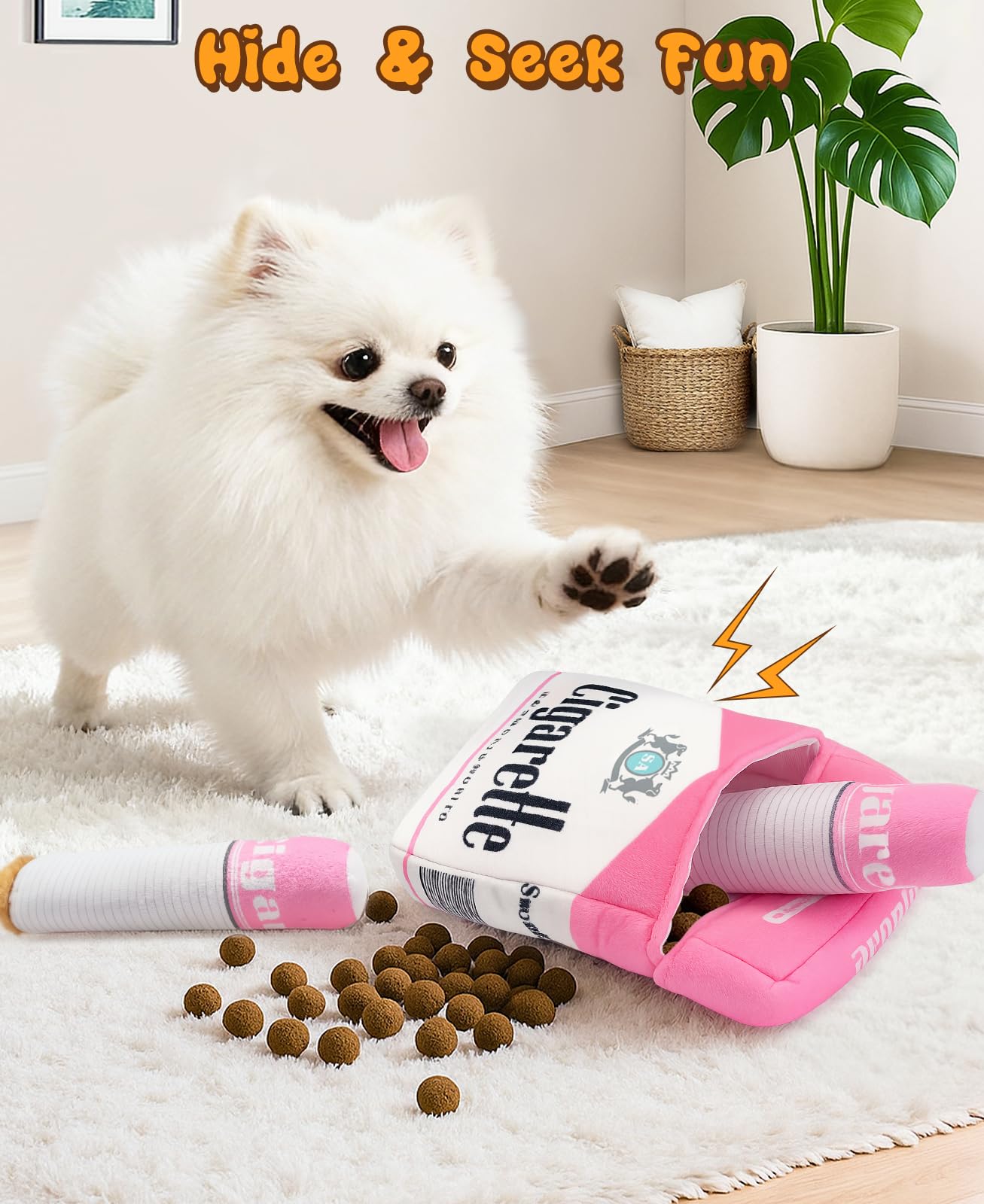 Swooflia designer funny plush dog toy squeaky pack 3 soft comfort during cozy downtime.