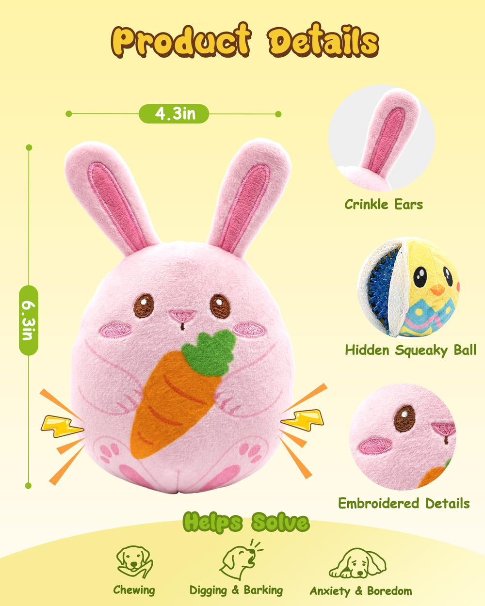 Swooflia dog toy ears crinkle — engaging sounds during play