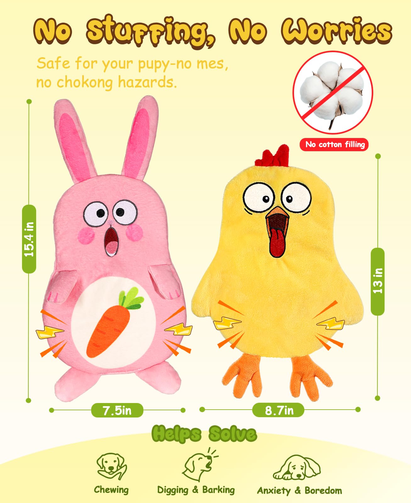 Swooflia Easter chick no-stuffing toy invites gentle chewing and fetch.