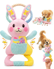 Swooflia Easter Tug Bunny Toy close-up showing plush texture for soft chewing and interactive fun