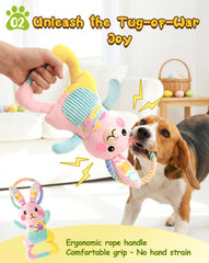 Swooflia Easter Tug Bunny Toy crinkle-ears angle emphasizes sensory engagement for curious dogs