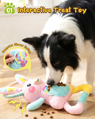 Swooflia Easter Tug Bunny Toy squeaker shot demonstrates engaging sound during play