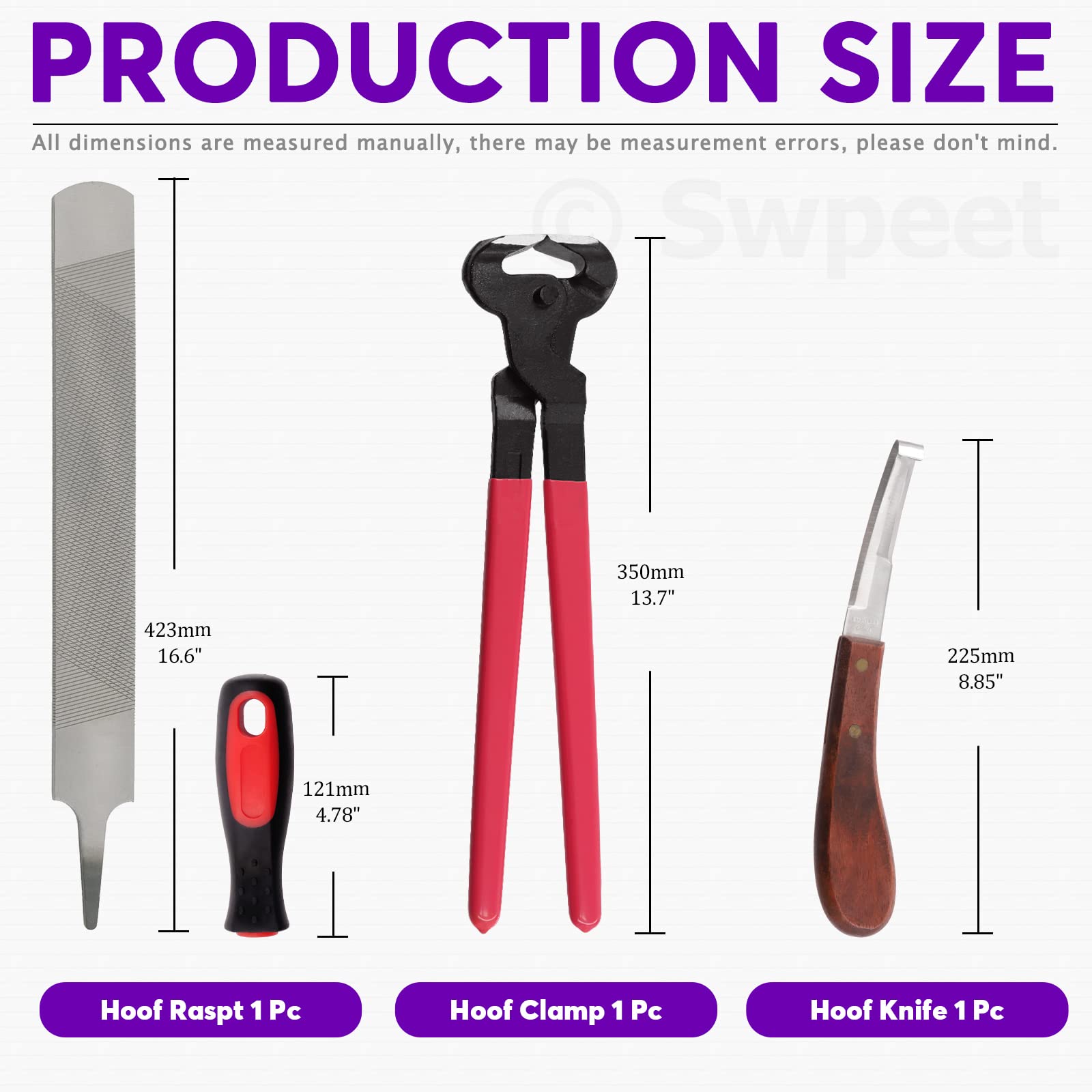 Swpeet Hoof Nipper 16-inch blade shown for efficient trimming and hoof wall removal