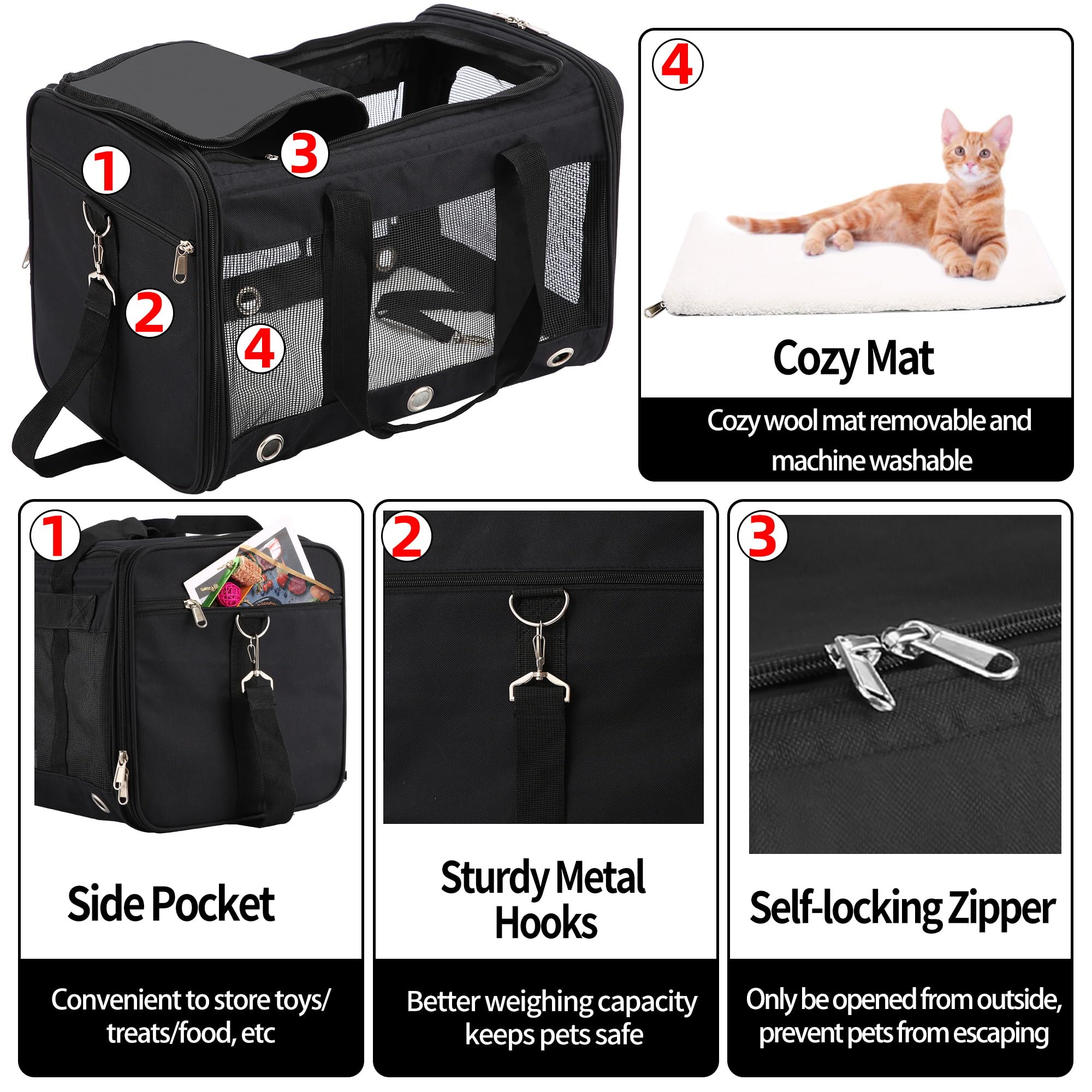 SWUVVI carrier mesh windows provide ventilation and visibility for pets