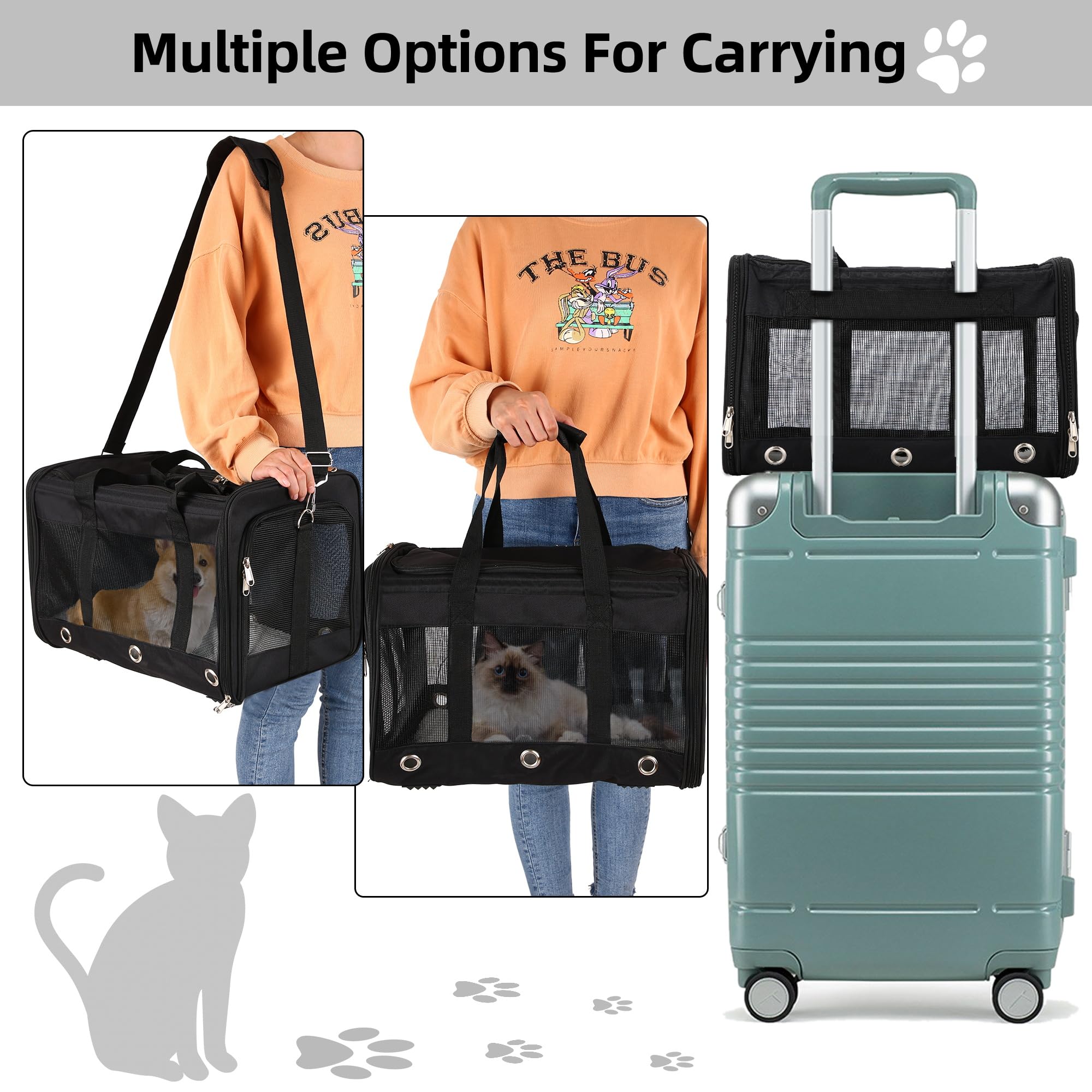SWUVVI carrier fits under airplane seats for convenient travel