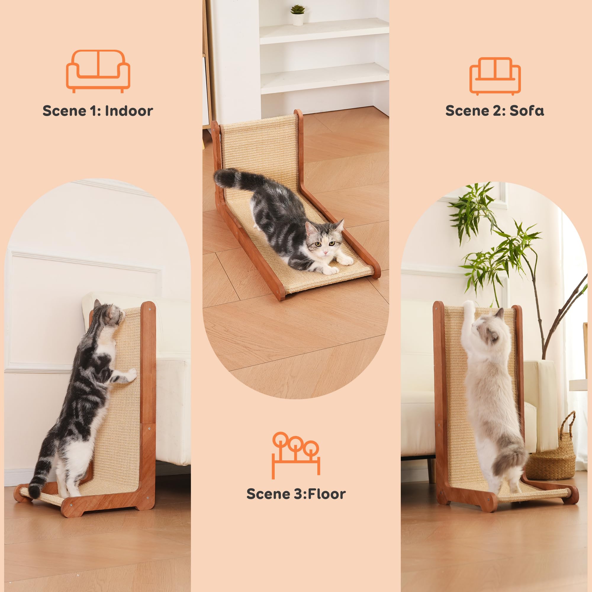 Sxtglxr cat-scratch-post wood-base showcases durable natural-sisal texture for claw maintenance