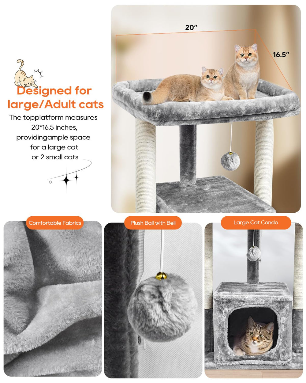 SYANDLVY 27in cat tree climbing stand provides an inviting play space for active felines
