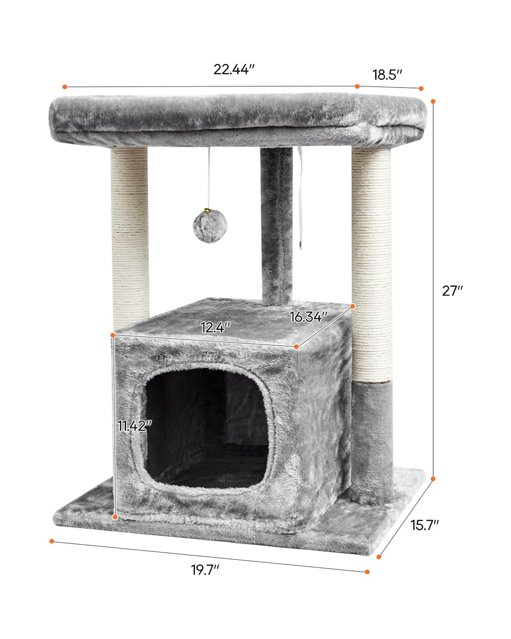 SYANDLVY 27in cat tree condo plush perch offers a private, cozy retreat for cats