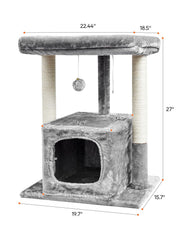 SYANDLVY 27in cat tree condo plush perch offers a private, cozy retreat for cats