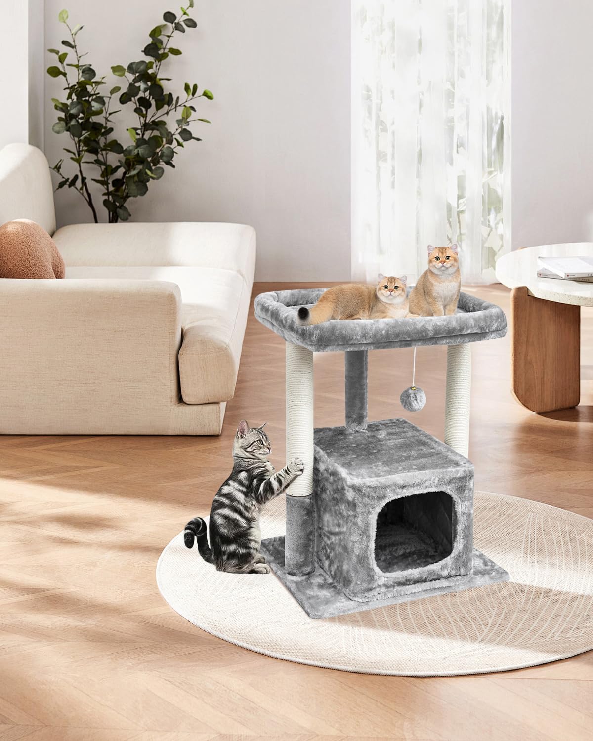 SYANDLVY 27in cat tree easy-clean cushions simplify maintenance