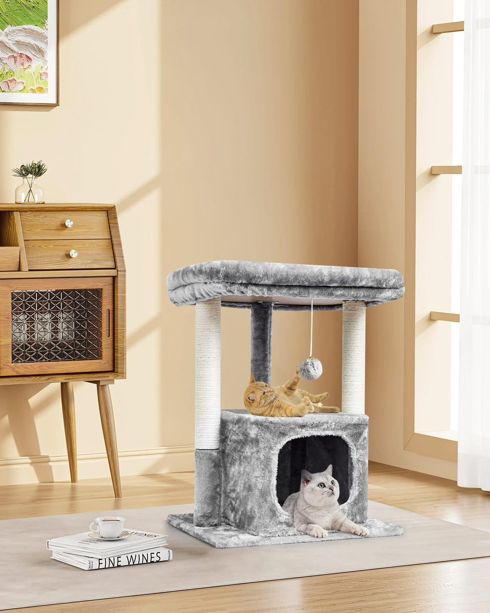 SYANDLVY 27in cat tree scratching posts help protect furniture while sharpening claws