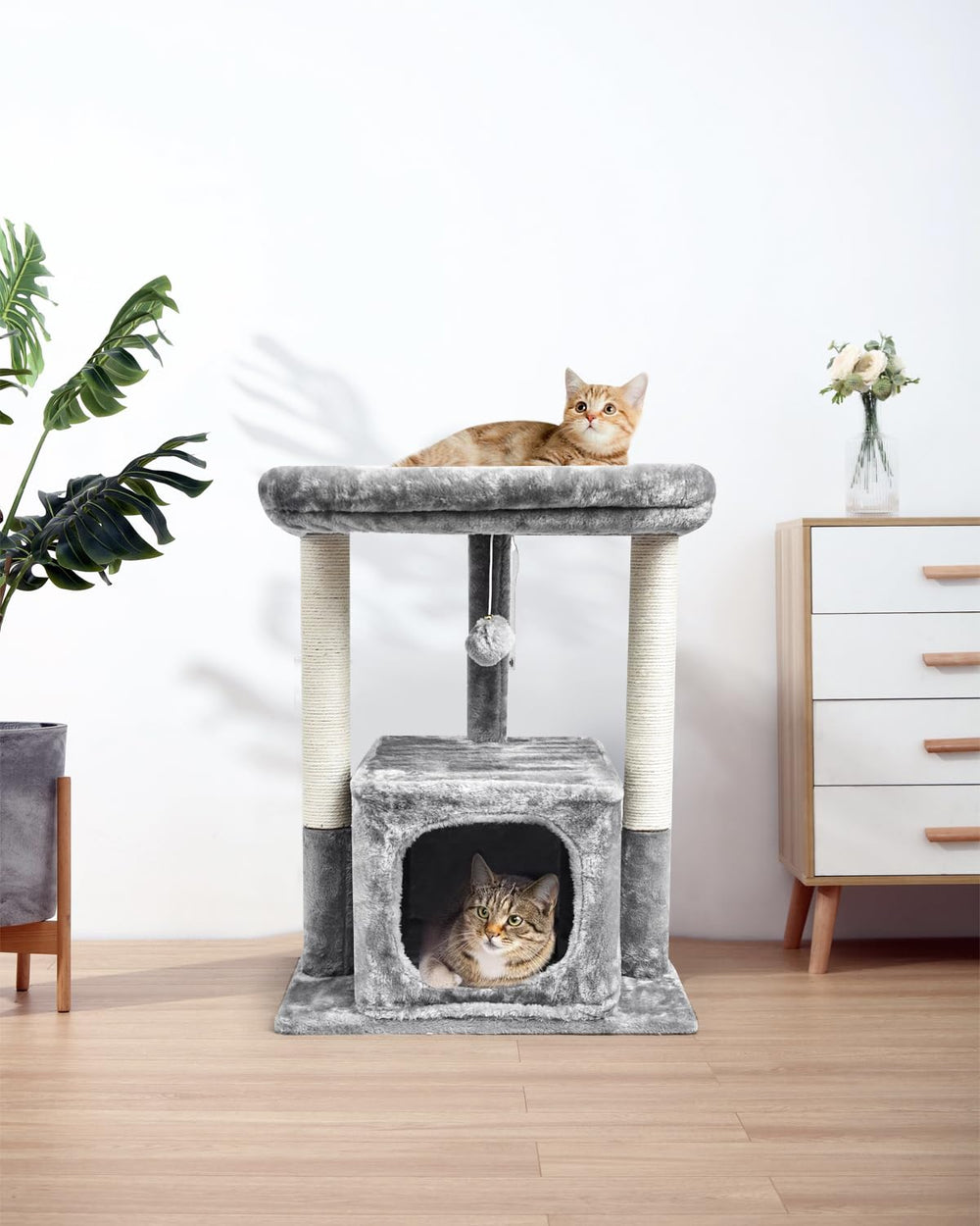 SYANDLVY 27in cat tree sturdy base ensures stable climbing and jumping