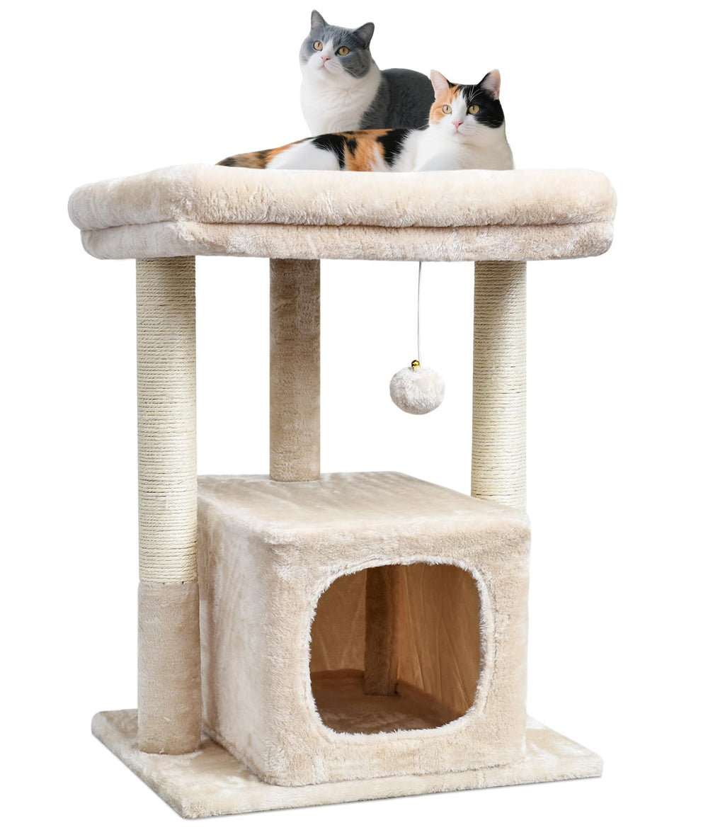 SYANDLVY 27inch cat tree top plush perch offers a cozy stretch and warm perch.