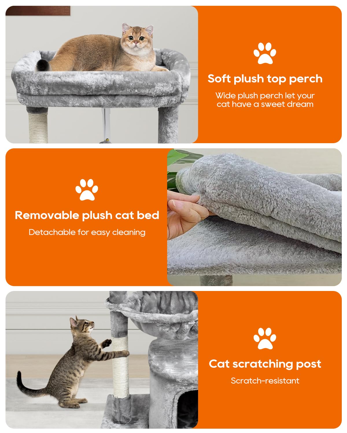 SYANDLVY cat tree with clear assembly guide ensures quick, easy setup.