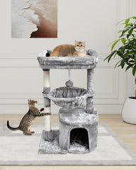 SYANDLVY cat tree basket lounger provides a warm resting den for kittens.