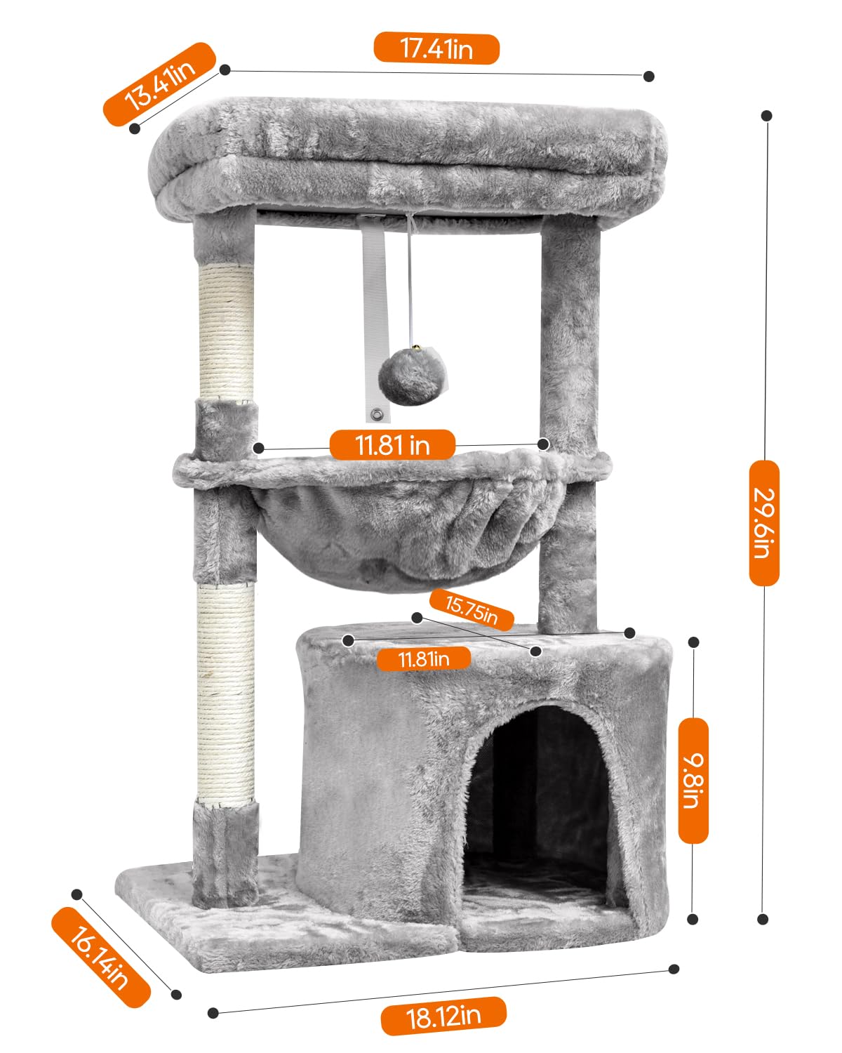 SYANDLVY cat tree with sisal posts helps satisfy scratching instincts while protecting furniture.