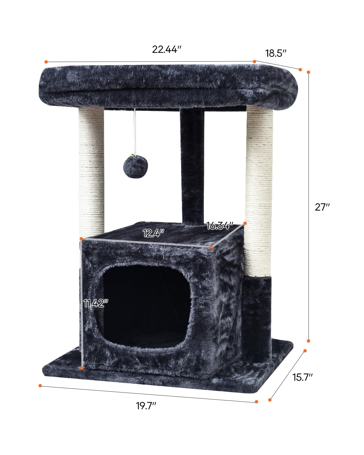 SYANDLVY cat tree features reinforced scratching posts for furniture protection.
