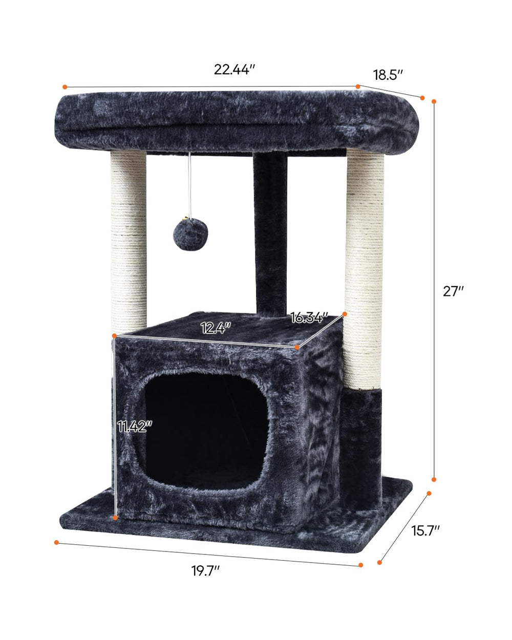 SYANDLVY cat tree features reinforced scratching posts for furniture protection.