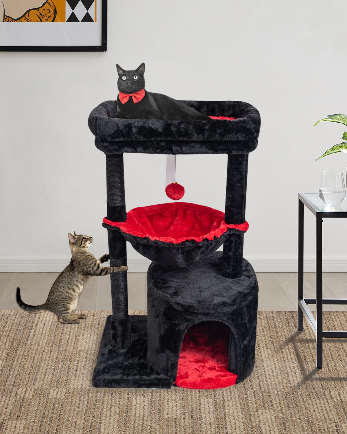 SYANDLVY Gothic cat tree base emphasizes stability for confident jumps